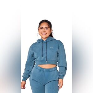 🔹IDEAALINE Acid Wash Sky Diver Cropped Hoodie (Size XL)